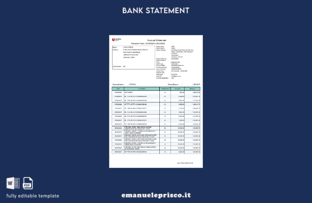 modello di parole di estratto conto bancario India Bandhan in stile verificato
