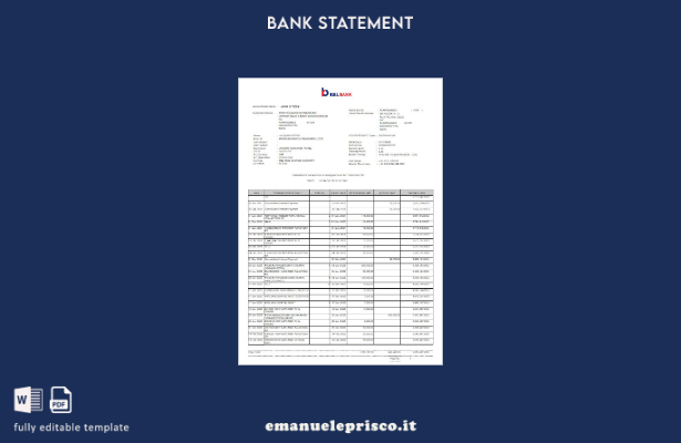 modello di parole di estratto conto bancario India RBL in stile verificato
