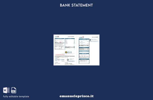 modello di versione Excel (pagine) di estratto conto bancario USA Capital One in