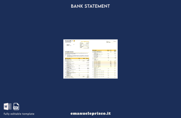 modello di versione dell'estratto conto bancario del Commonwealth australiano in