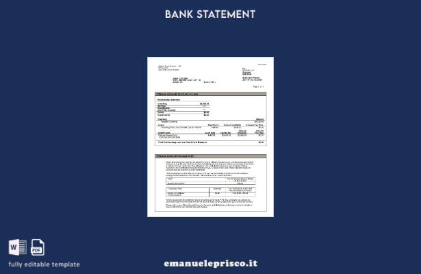 modello di versione word dell'estratto conto Citibank USA in stile verificato 1