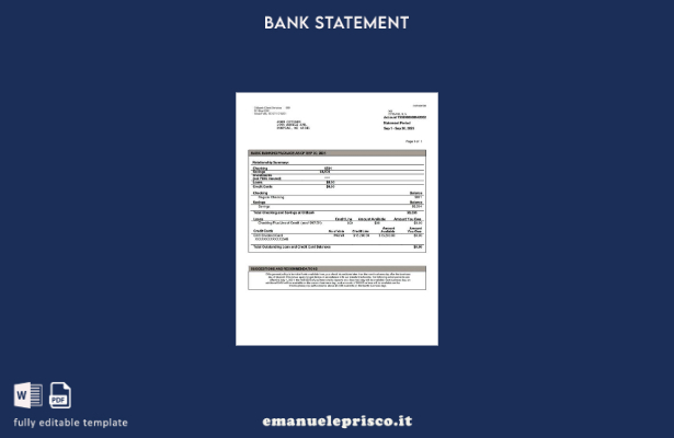 modello di versione word dell'estratto conto Citibank USA in stile verificato
