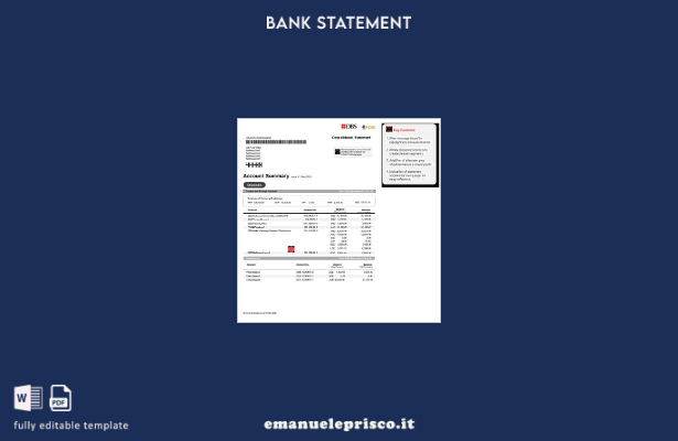 modello di versione word dell'estratto conto DBS di Singapore in stile verificat