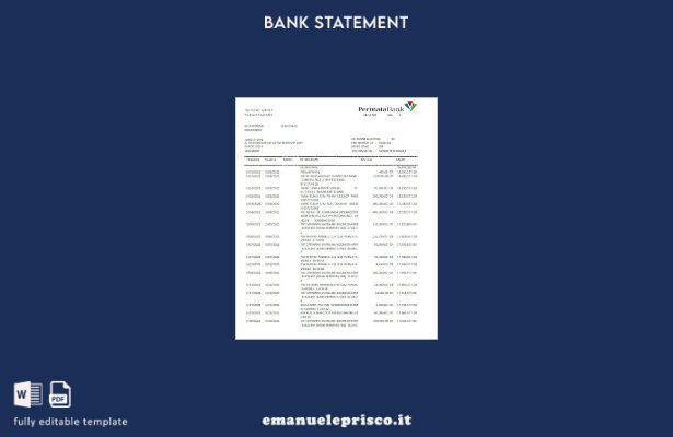 modello di versione word dell'estratto conto Permatabank Indonesia in stile veri