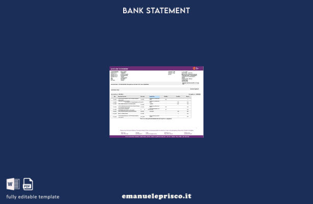modello di versione word dell'estratto conto bancario di Small Finance India AU
