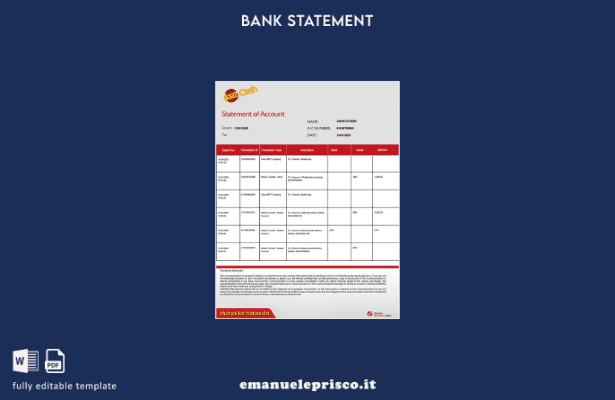 modello di versione word dell'estratto conto bancario di microfinanza Pakistan M