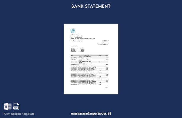 modello excel di estratto conto bancario Iran Bank Sepah in stile verificato