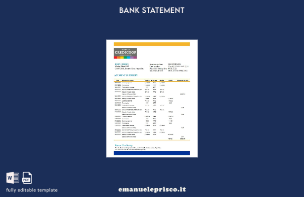 modello excel di estratto conto bancario argentino stile verificato