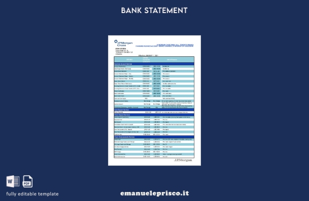 modello excel di estratto conto bancario in stile verificato Canada JP Morgan Ch
