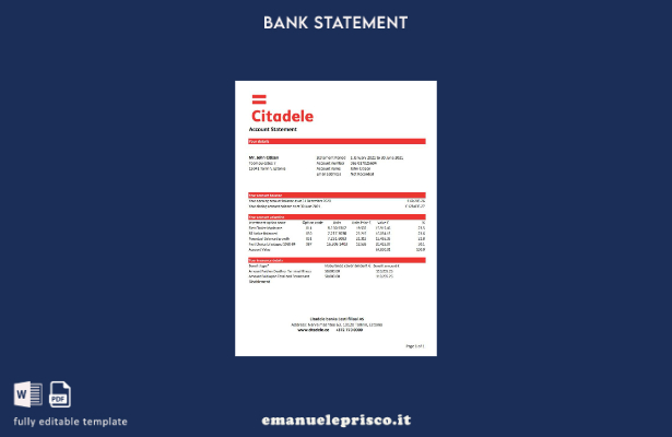 modello excel di estratto conto bancario stile verificato Estonia Citadele banka