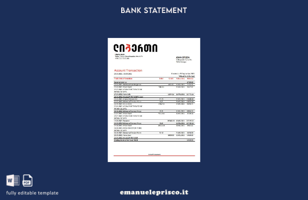 modello pdf excel stile verificato Georgia Liberty Bank