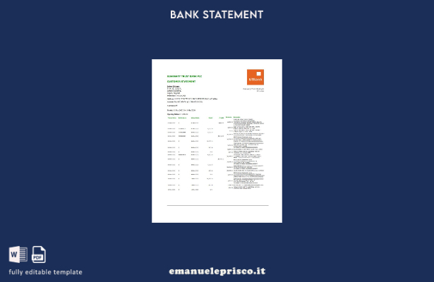 modello verbale di estratto conto bancario con prova di indirizzo Nigeria GTBank