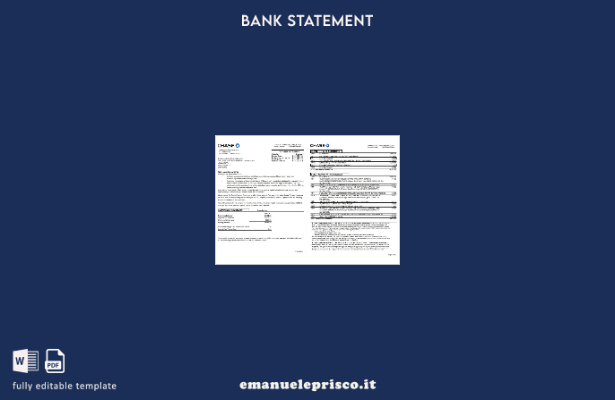 modello word delle pagine dell'estratto conto bancario USA JPMorgan Chase in sti