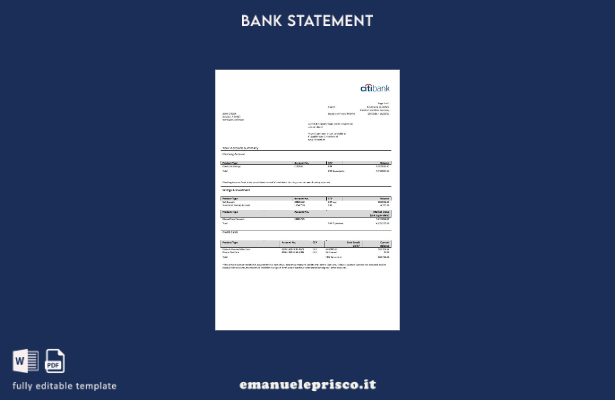 modello word di Citibank Germania in stile verificato