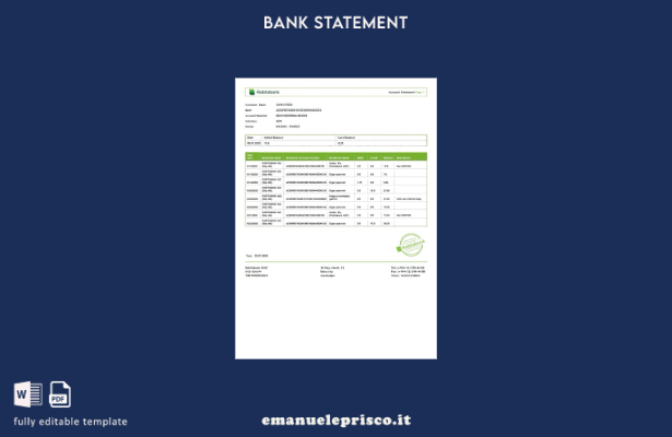 modello word di estratto conto Rabitəbank in stile verificato dell'Azerbaigian