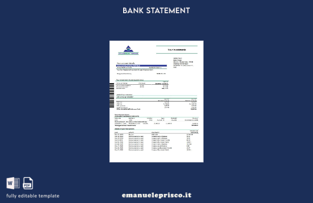 modello word di estratto conto bancario Atlasmont del Montenegro in stile verifi