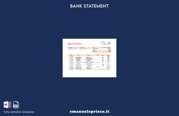modello word di estratto conto bancario BEA di Hong Kong in stile verificato