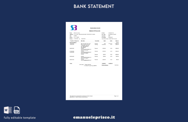 modello word di estratto conto bancario Bangladesh SB in stile verificato