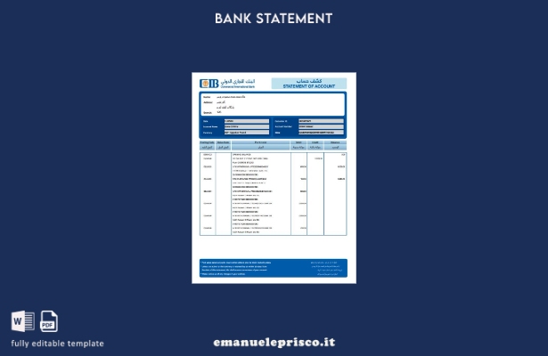 modello word di estratto conto bancario CIB EGITTO in stile verificato