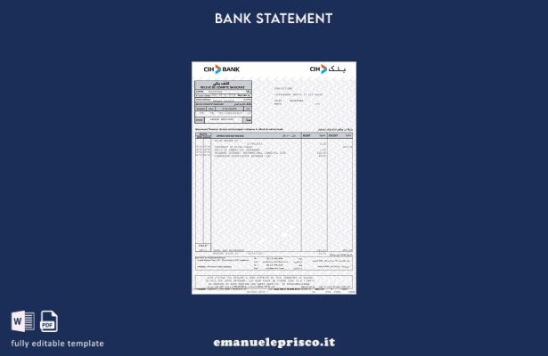 modello word di estratto conto bancario CIH del Marocco in stile verificato