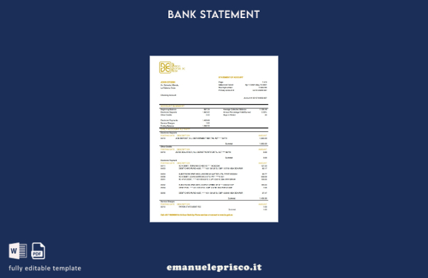 modello word di estratto conto bancario Cuba Banco Central de Cuba in stile veri