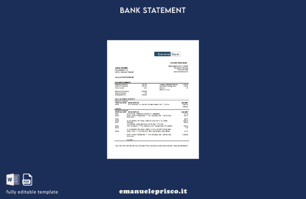 modello word di estratto conto bancario Finlandia Danske stile verificato