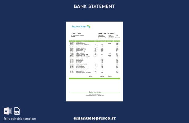 modello word di estratto conto bancario Giamaica Sagicor in stile verificato
