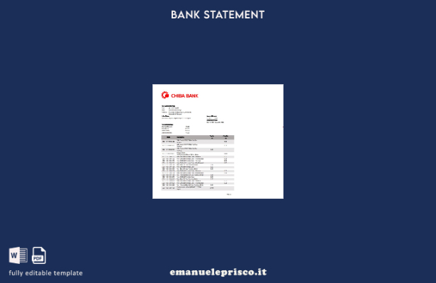 modello word di estratto conto bancario Giappone Chiba in stile verificato
