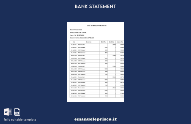 modello word di estratto conto bancario India UCO in stile verificato