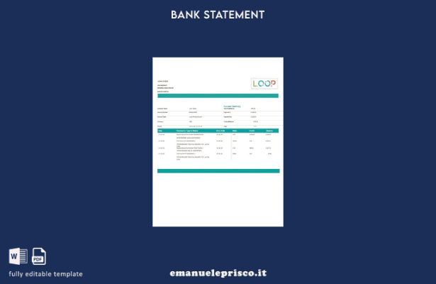 modello word di estratto conto bancario Kenya Loop in stile verificato
