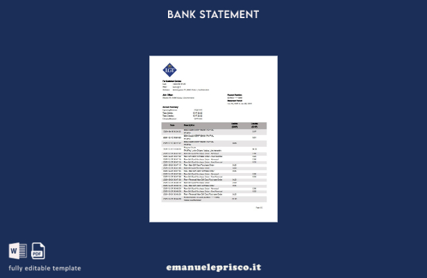 modello word di estratto conto bancario LGT Liechtenstein in stile verificato