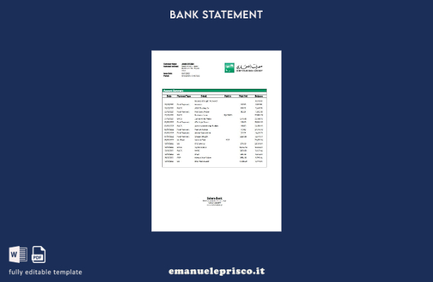 modello word di estratto conto bancario Libia Sahara in stile verificato