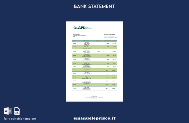 modello word di estratto conto bancario Malta APS in stile verificato