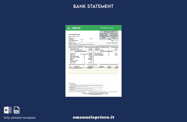 modello word di estratto conto bancario Messico Afirme in stile verificato