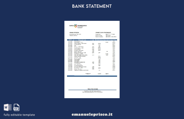 modello word di estratto conto bancario Moldova Banca Transilvania in stile veri