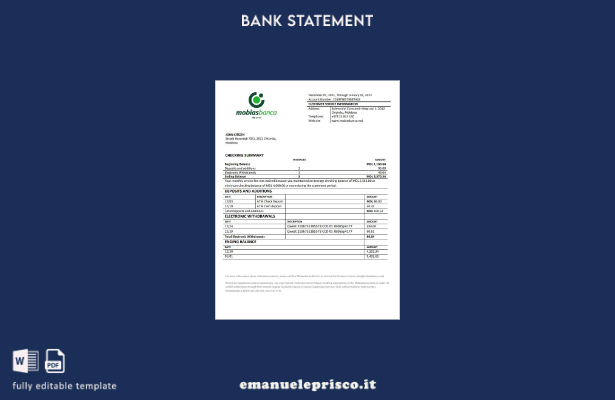 modello word di estratto conto bancario Moldova Mobiasbanca in stile verificato