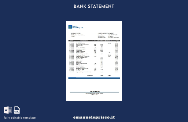 modello word di estratto conto bancario Paraguay Banco Amambay in stile verifica