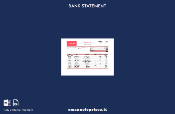 modello word di estratto conto bancario Slovenia Addiko in stile verificato
