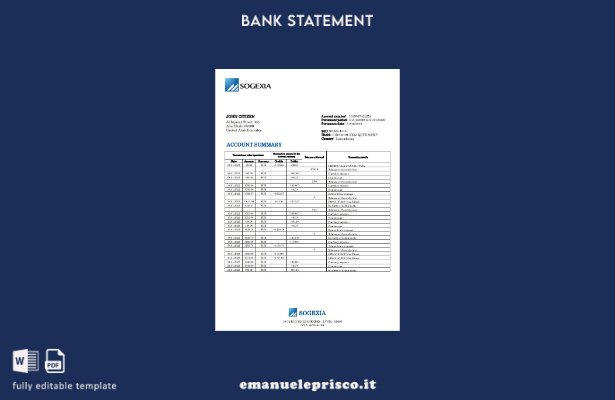 modello word di estratto conto bancario Sogexia lussemburghese in stile verifica