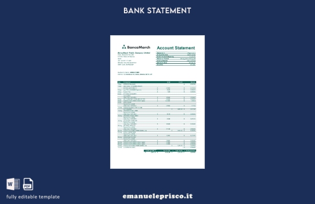 modello word di estratto conto bancario Spagna BancaMarch in stile verificato