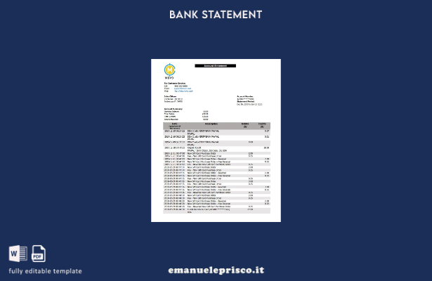 modello word di estratto conto bancario USA MOVO in stile verificato