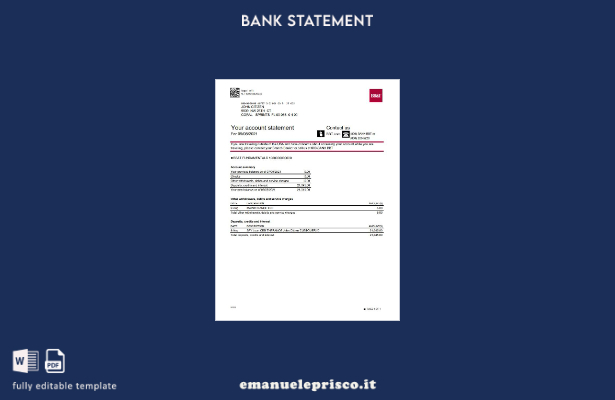 modello word di estratto conto bancario USA North Carolina BB&T Corp. in stile v