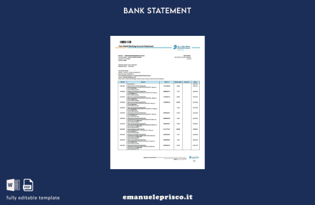 modello word di estratto conto bancario al dettaglio in stile verificato Kuwait