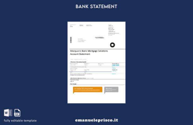 modello word di estratto conto bancario con prova di indirizzo Macquaire in stil