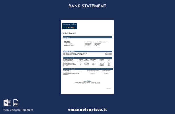 modello word di estratto conto bancario della Jordan Bank of Jordan in stile ver