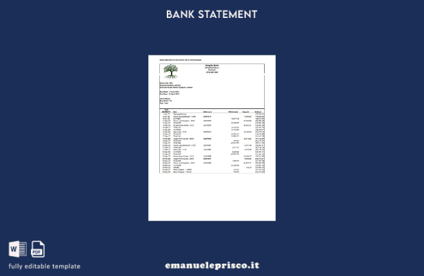 modello word di estratto conto bancario di integrità USA in stile verificato
