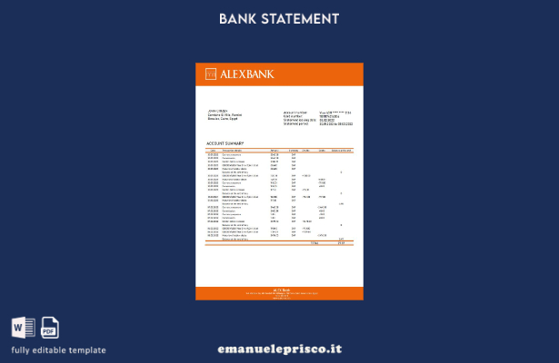 modello word di estratto conto bancario egiziano stile verificato della banca Al