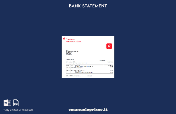 modello word di estratto conto bancario in stile verificato Germania Sparkasse