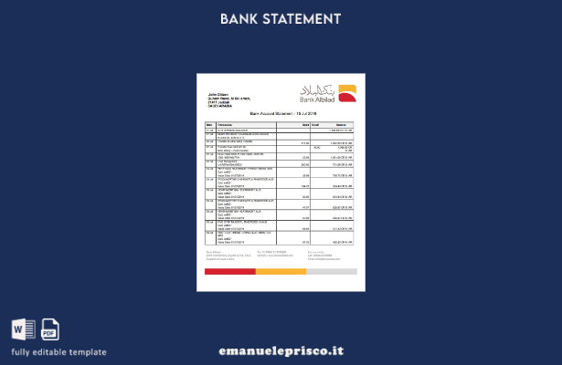 modello word di estratto conto bancario in stile verificato dell'Arabia Saudita
