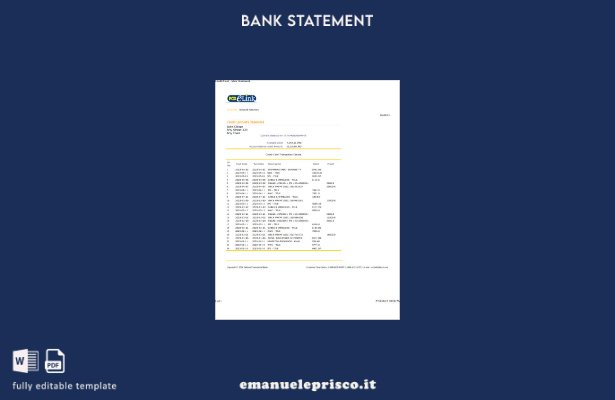 modello word di estratto conto bancario nazionale commerciale giamaicano in stil